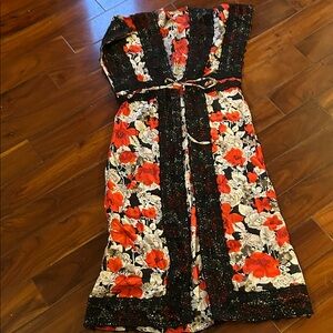 Red Carter One-Shoulder Black and Red Floral Beach Cover Up